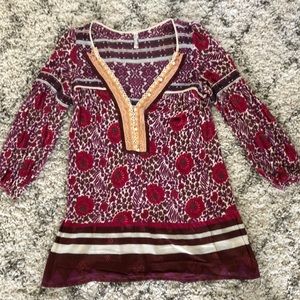 Free People Flowered Tunic with pearl buttons